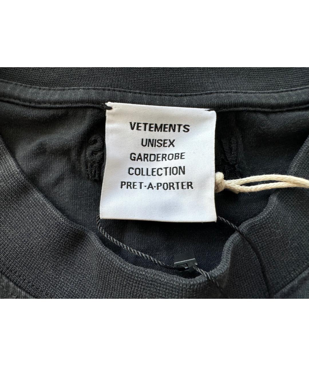 VETEMENTS Черная хлопковая футболка, фото 6