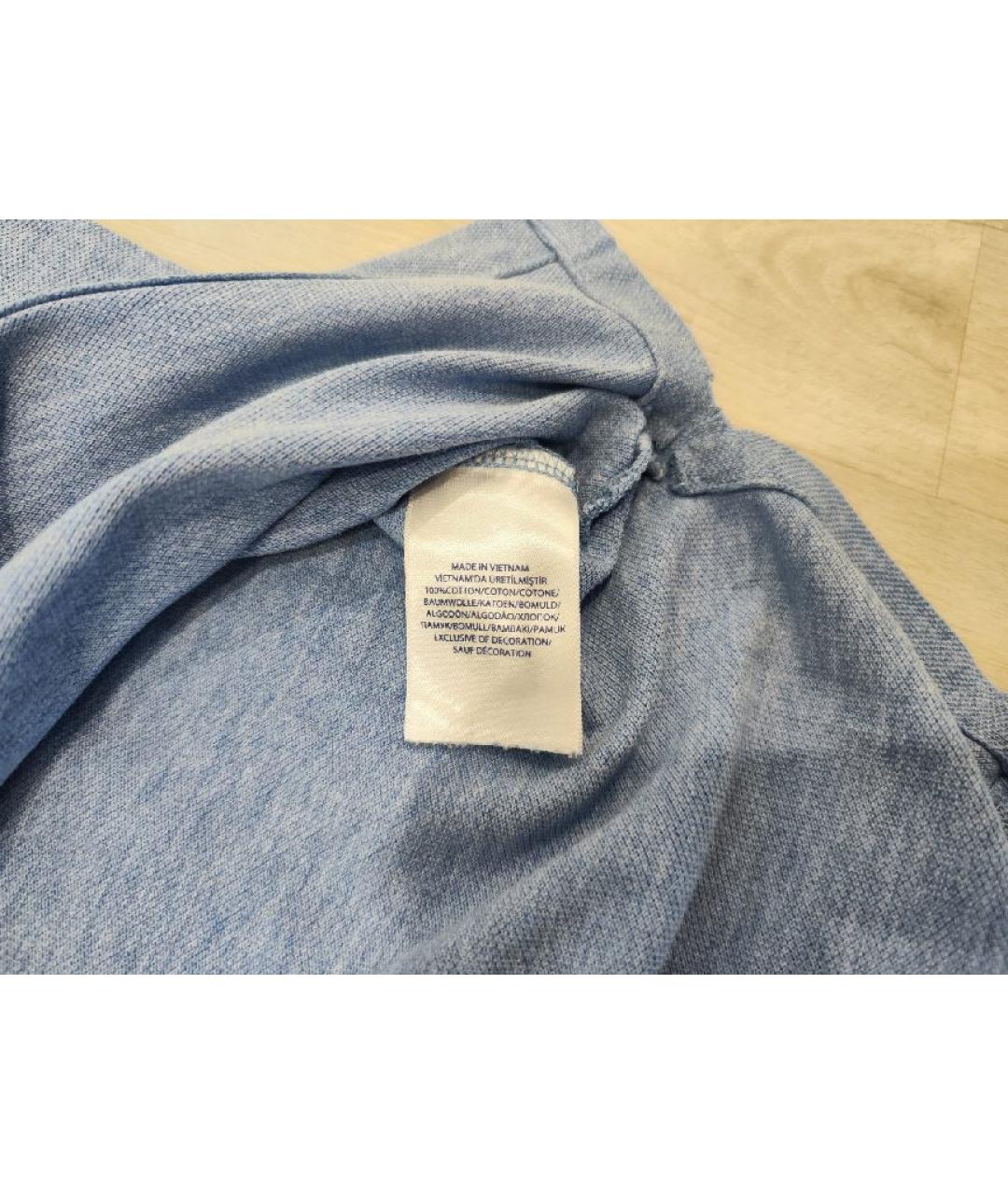 POLO RALPH LAUREN Голубое хлопковое поло с коротким рукавом, фото 4