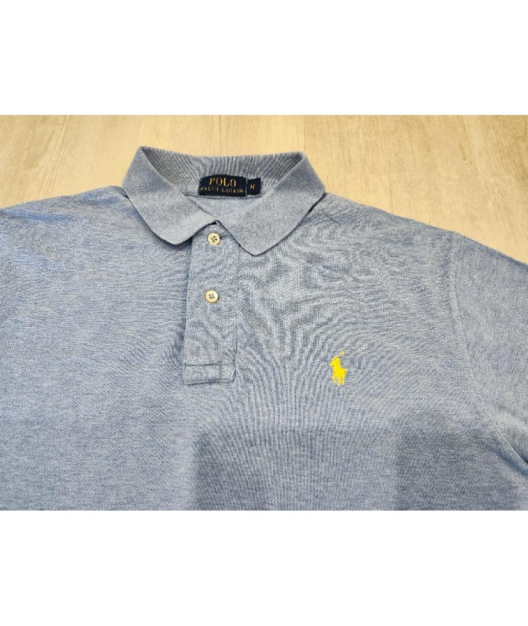 POLO RALPH LAUREN Голубое хлопковое поло с коротким рукавом, фото 3