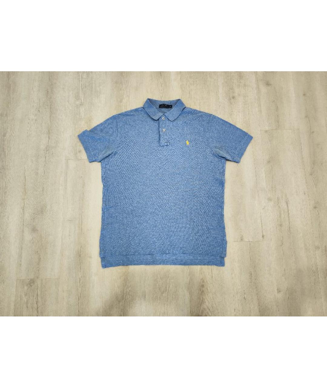 POLO RALPH LAUREN Голубое хлопковое поло с коротким рукавом, фото 5