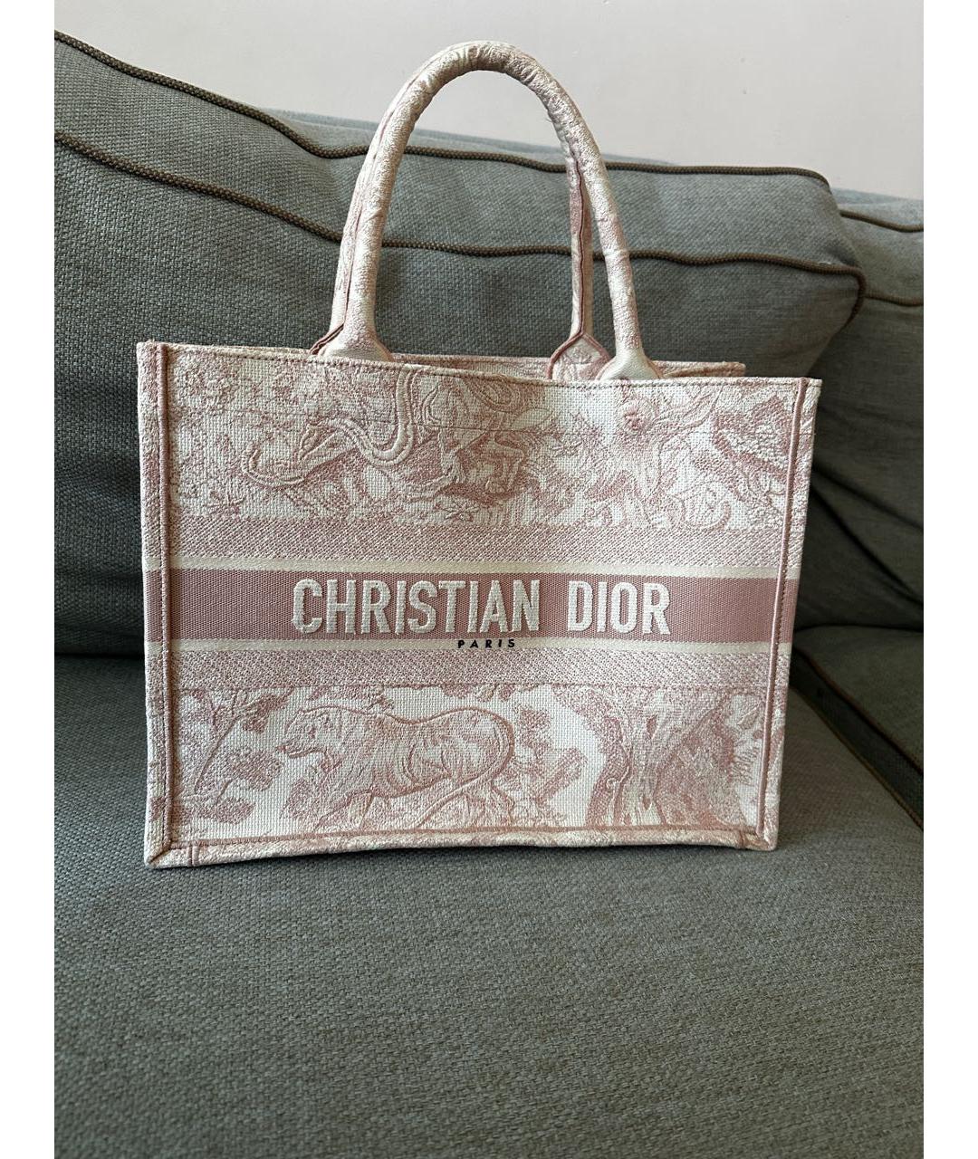 CHRISTIAN DIOR Розовая хлопковая сумка с короткими ручками, фото 6