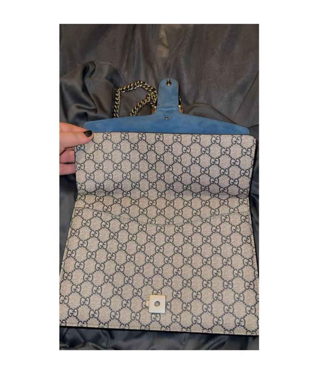 GUCCI Синяя сумка с короткими ручками из лакированной кожи, фото 3