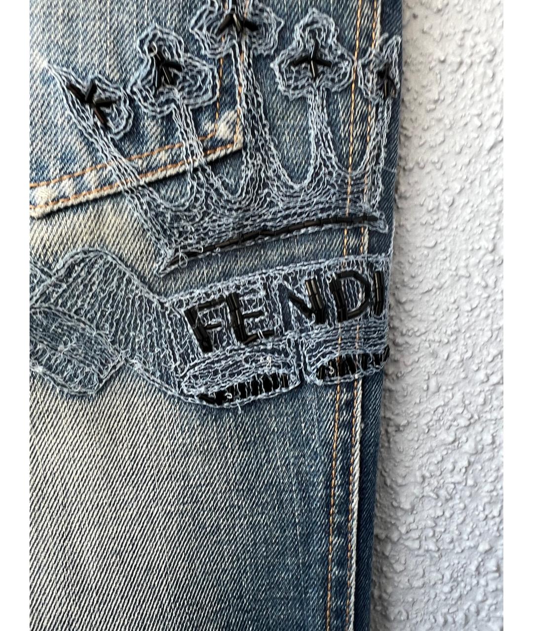 FENDI Голубые хлопковые прямые джинсы, фото 5