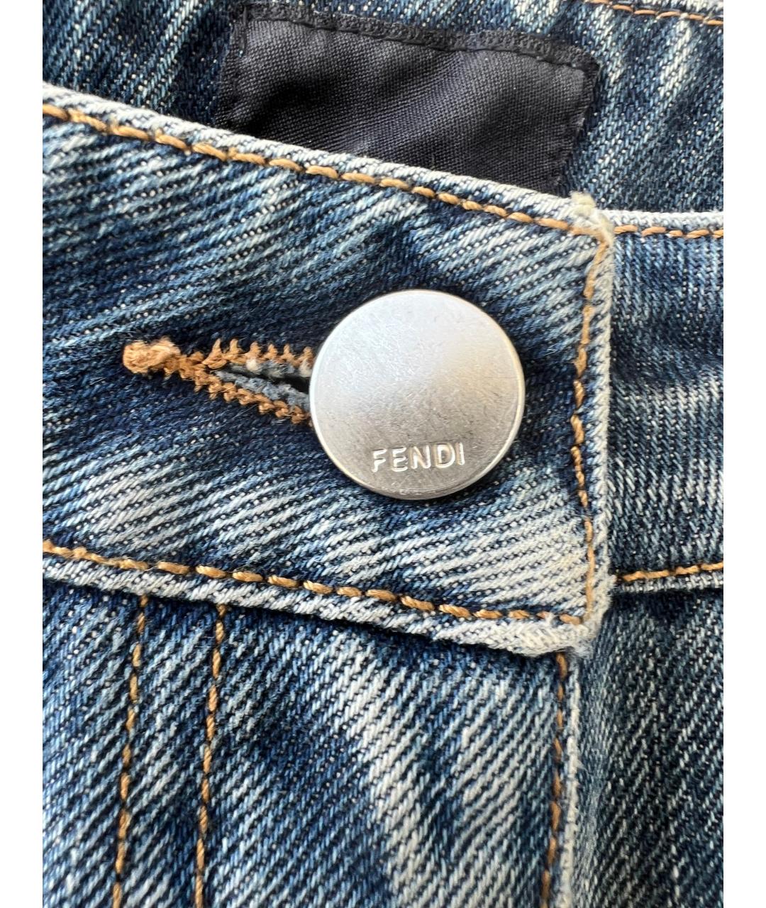 FENDI Голубые хлопковые прямые джинсы, фото 3