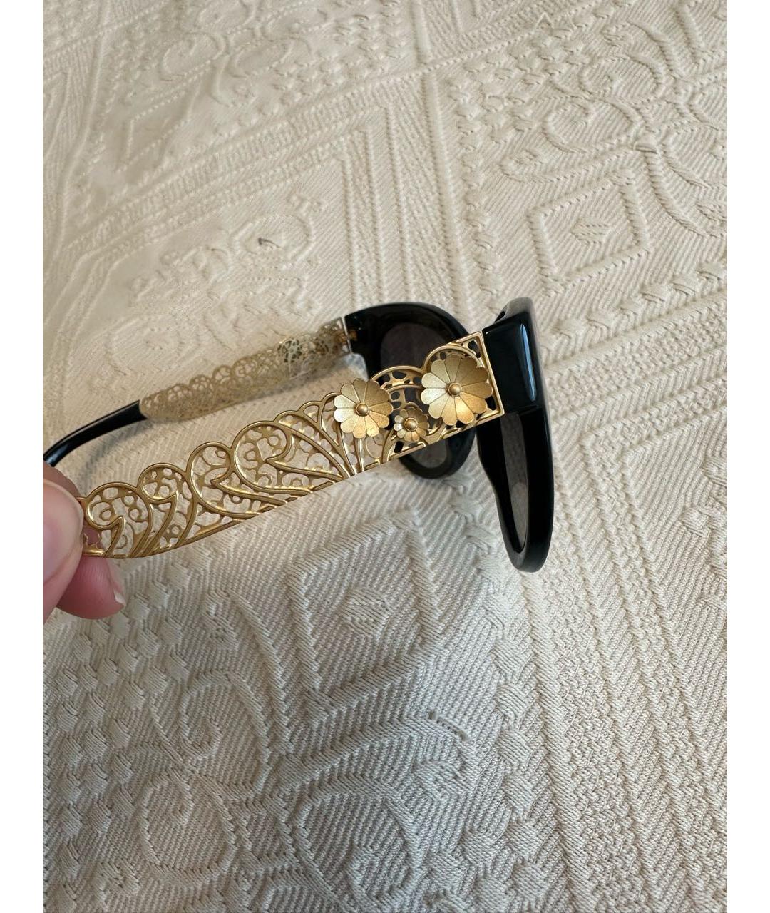 DOLCE&GABBANA Черные металлические солнцезащитные очки, фото 3