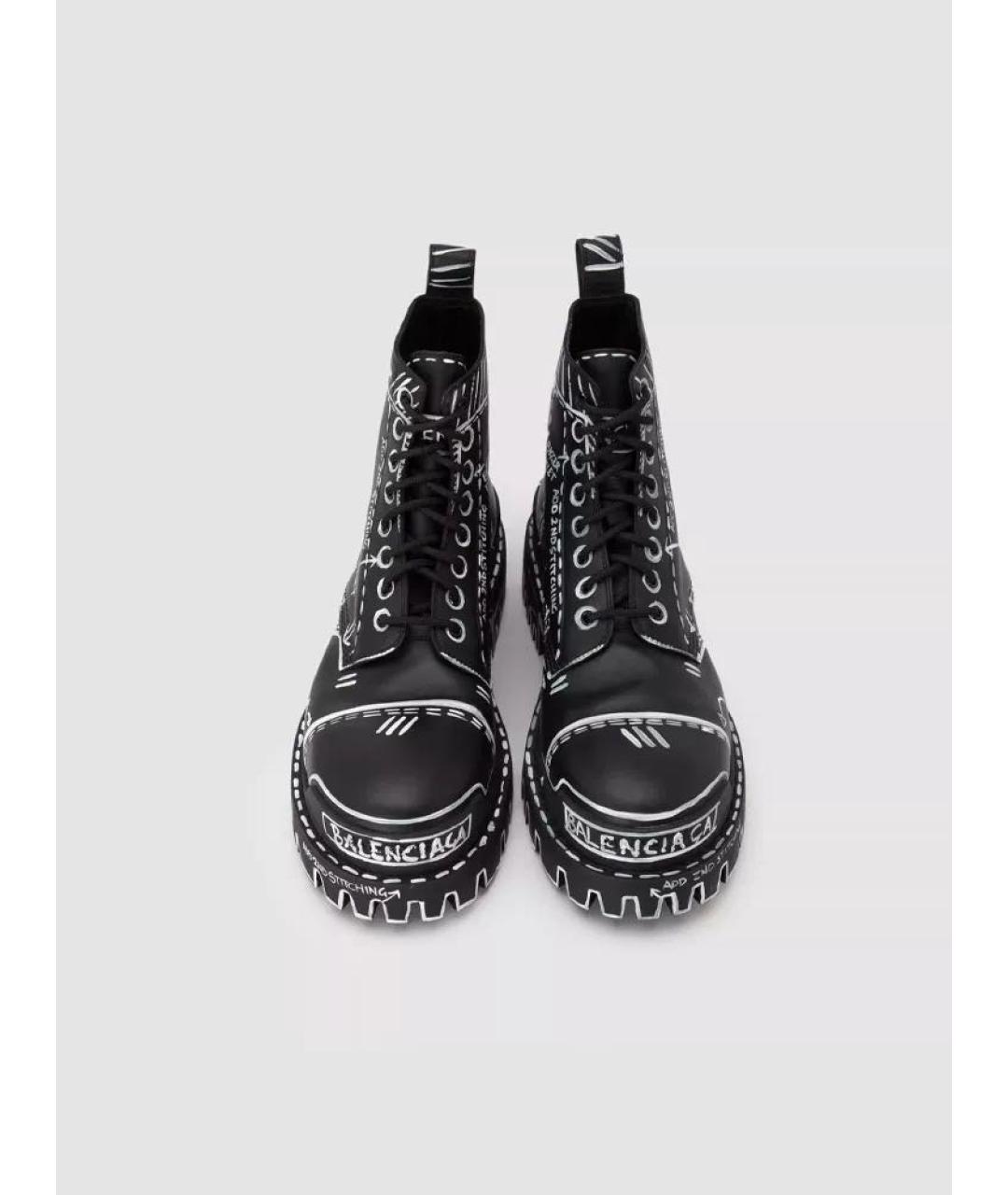 BALENCIAGA Черные кожаные ботинки, фото 2
