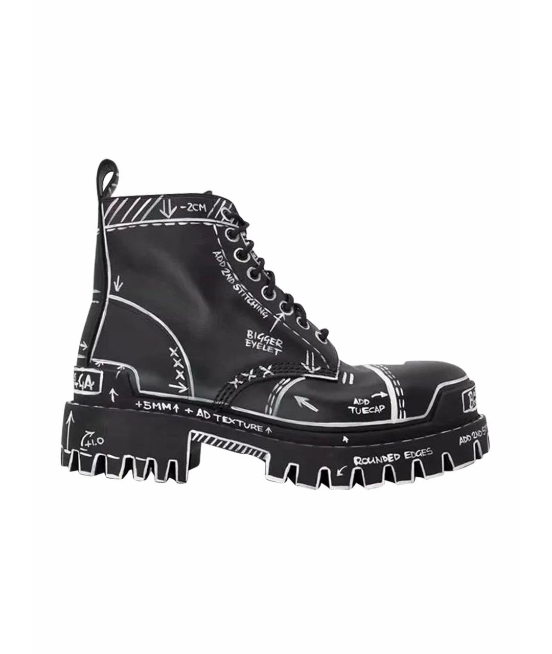 BALENCIAGA Черные кожаные ботинки, фото 1