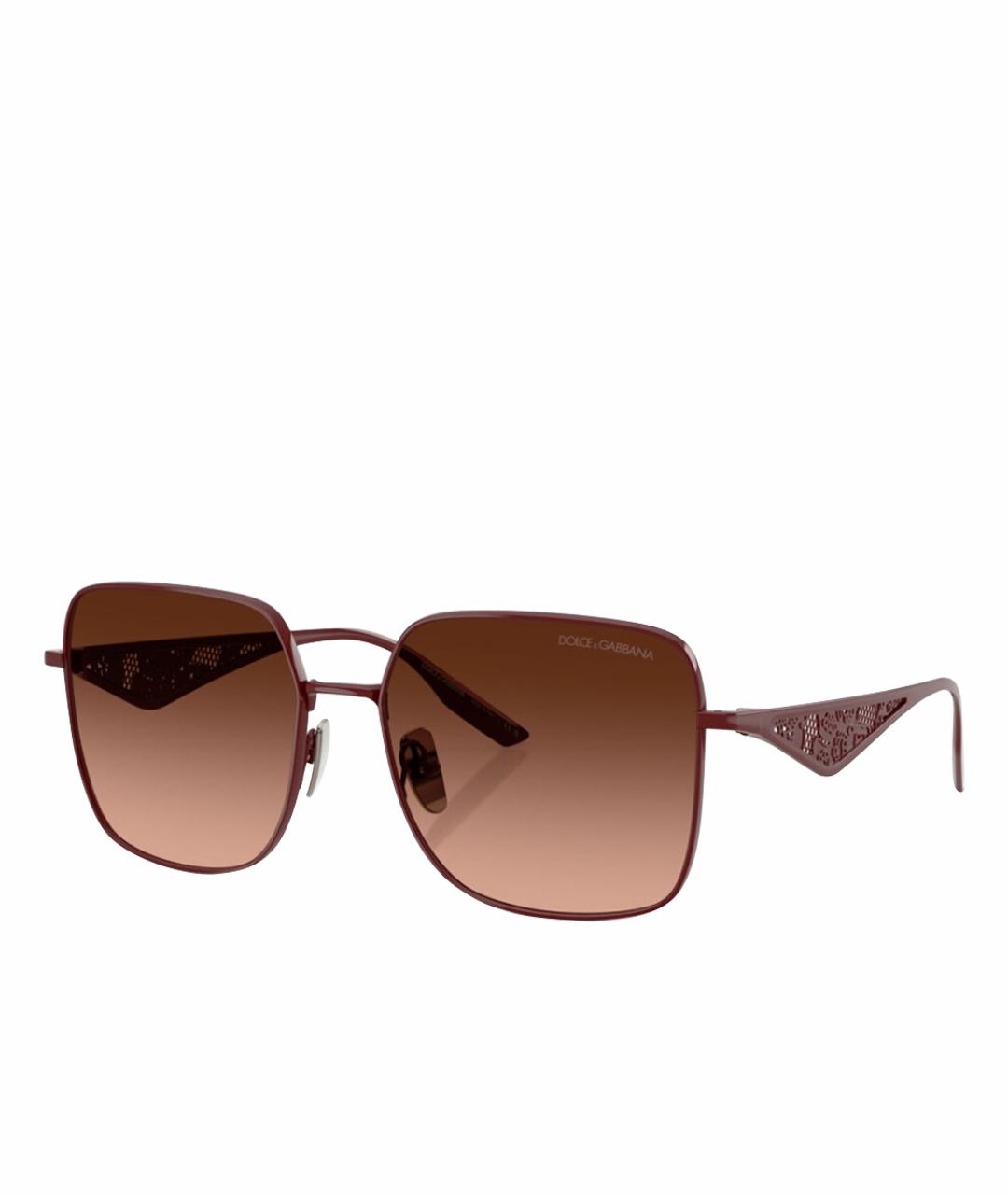 DOLCE&GABBANA Бордовые металлические солнцезащитные очки, фото 1