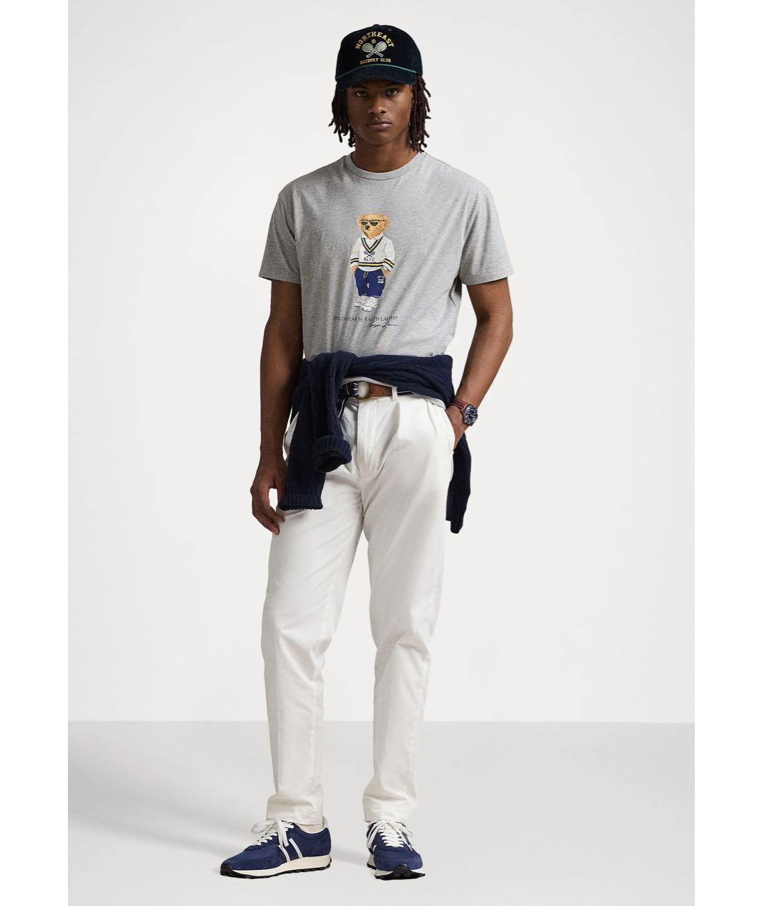 POLO RALPH LAUREN Серая хлопковая футболка, фото 2