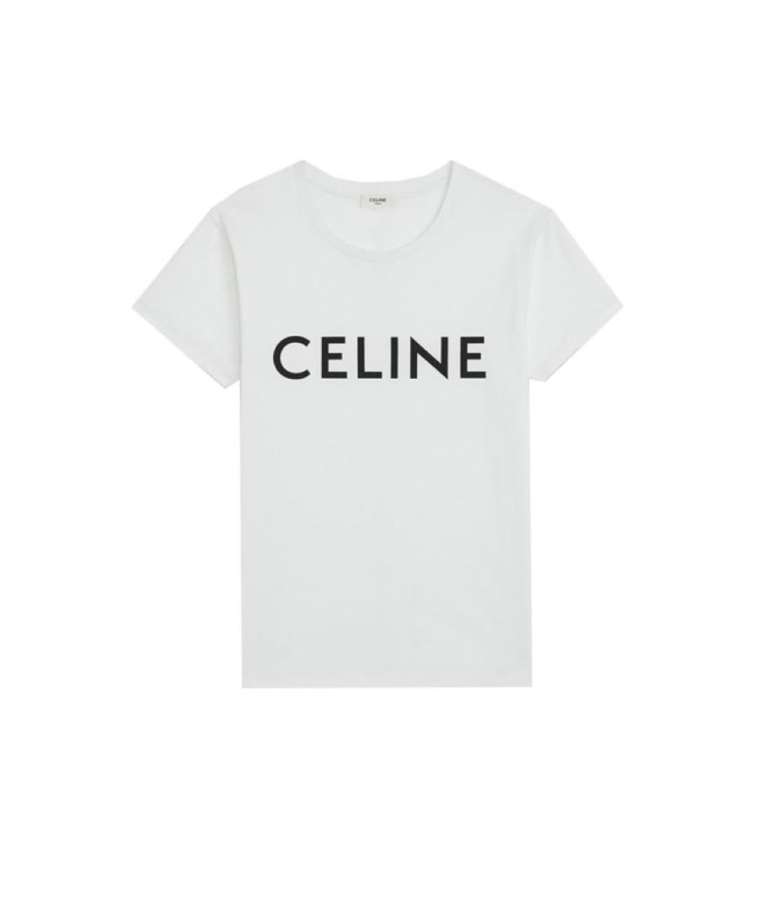 CELINE Белая хлопковая футболка, фото 8