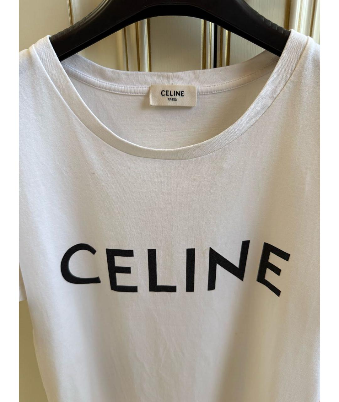 CELINE Белая хлопковая футболка, фото 3