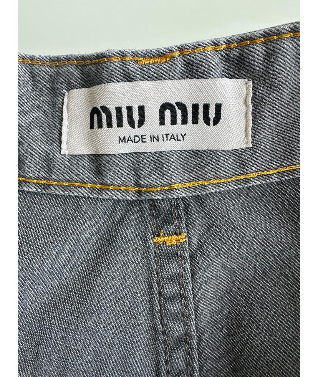 MIU MIU Серые хлопковые джинсы клеш, фото 3