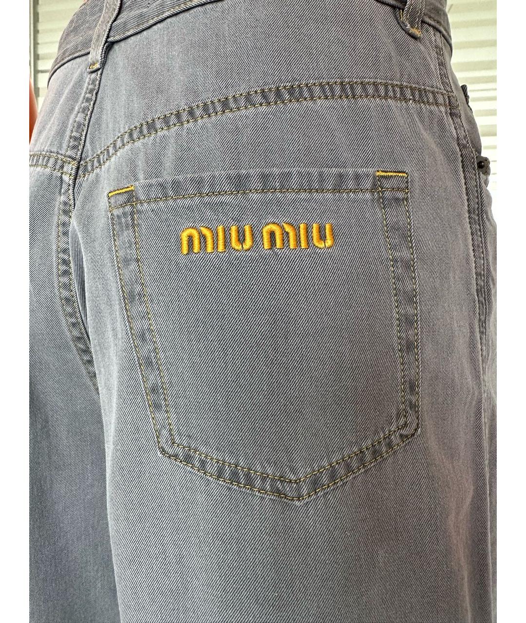 MIU MIU Серые хлопковые джинсы клеш, фото 4