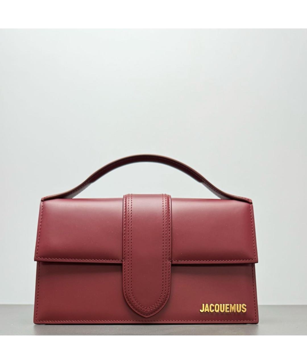 JACQUEMUS Бордовая кожаная сумка с короткими ручками, фото 9
