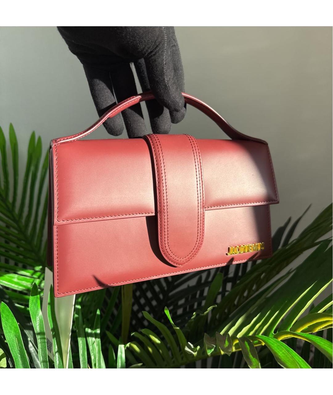 JACQUEMUS Бордовая кожаная сумка с короткими ручками, фото 8