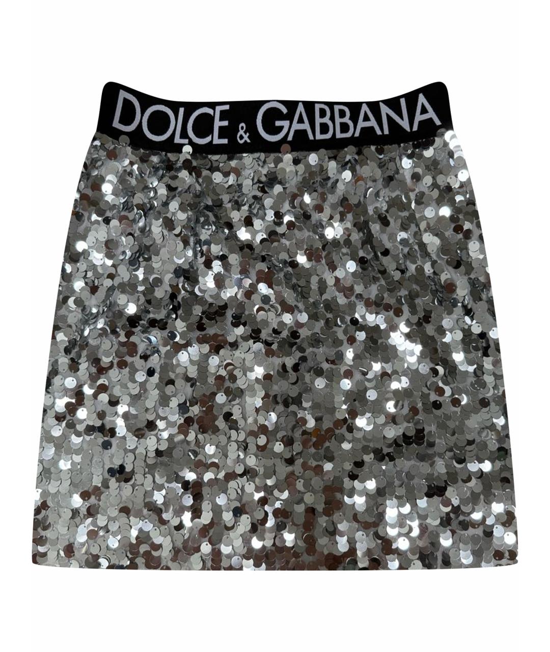 DOLCE&GABBANA Серая сетчатая юбка мини, фото 1