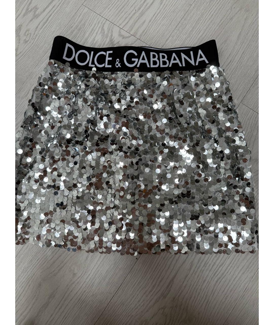 DOLCE&GABBANA Серая сетчатая юбка мини, фото 4