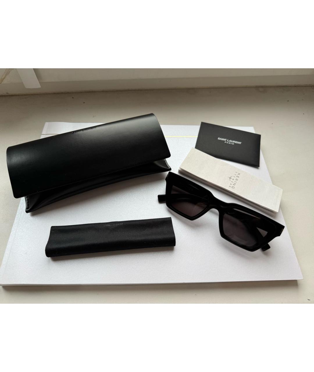 SAINT LAURENT Черные пластиковые солнцезащитные очки, фото 4