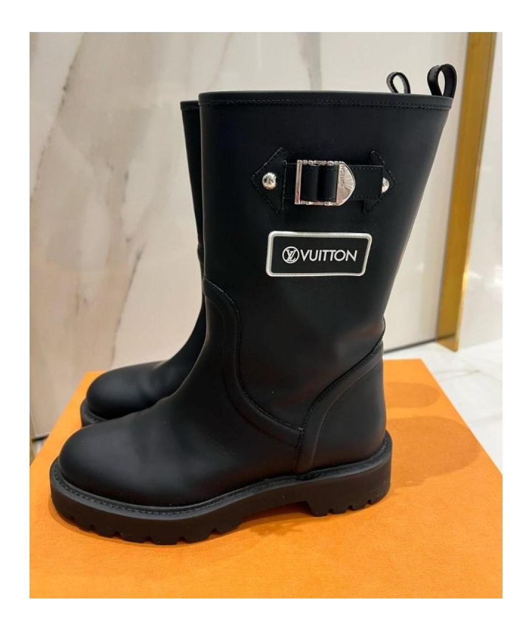 LOUIS VUITTON Черные кожаные сапоги, фото 5