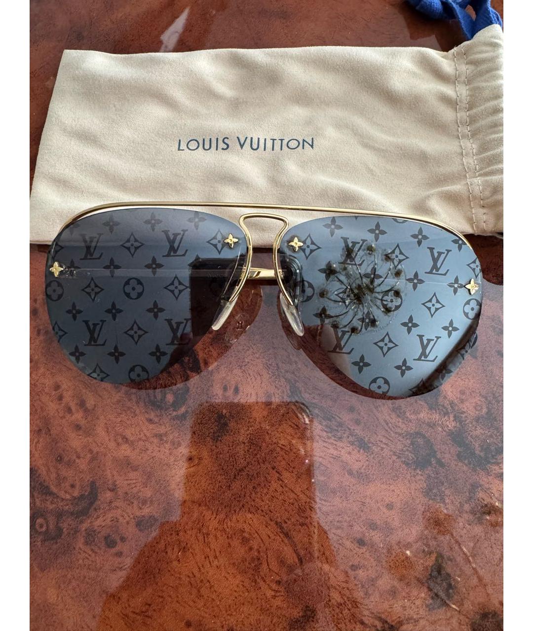 LOUIS VUITTON Золотые металлические солнцезащитные очки, фото 3