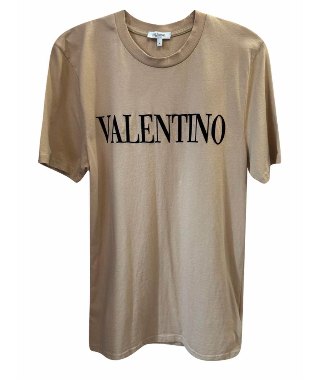 VALENTINO Бежевая хлопковая футболка, фото 1