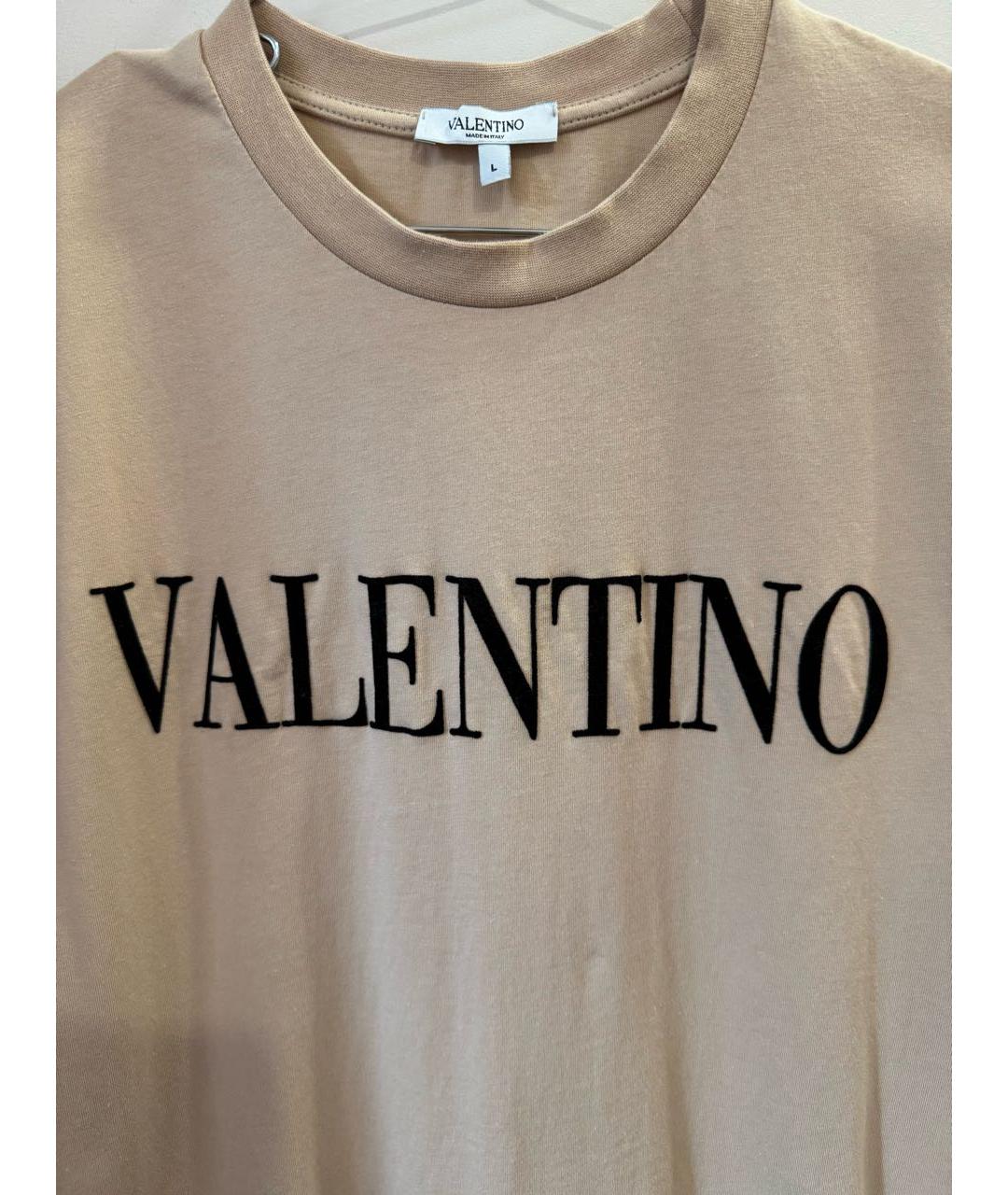 VALENTINO Бежевая хлопковая футболка, фото 4