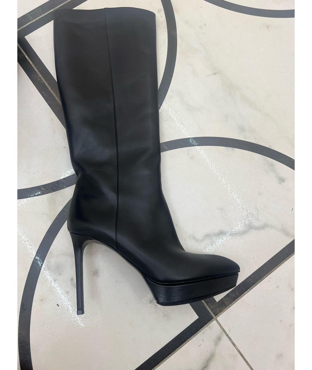SAINT LAURENT Черные кожаные сапоги, фото 9