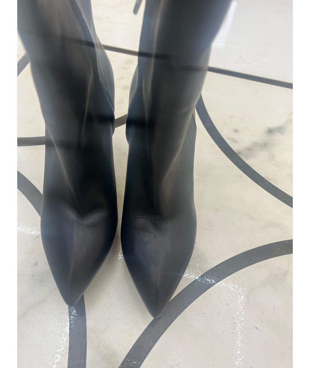 SAINT LAURENT Черные кожаные сапоги, фото 3