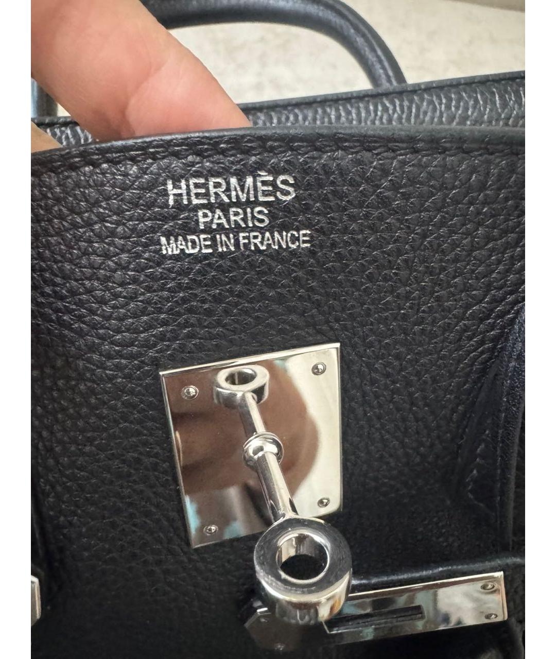 HERMES Черная кожаная сумка с короткими ручками, фото 7