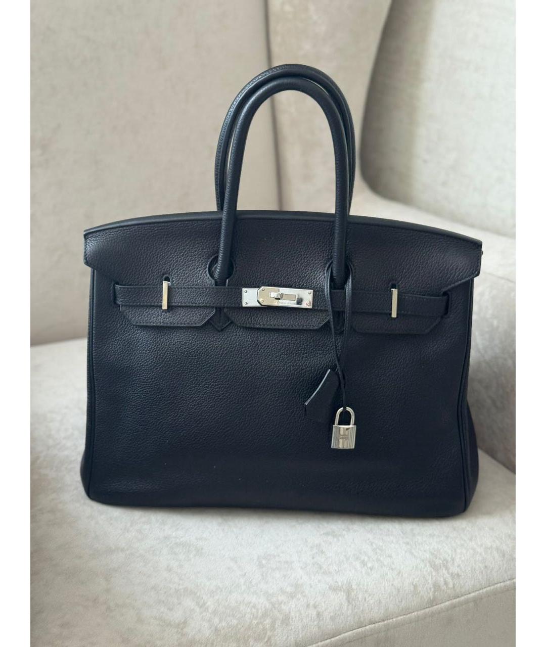 HERMES Черная кожаная сумка с короткими ручками, фото 9