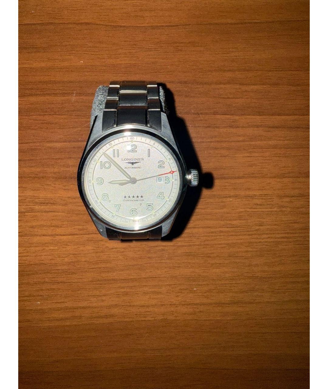 LONGINES Антрацитовые стальные часы, фото 4