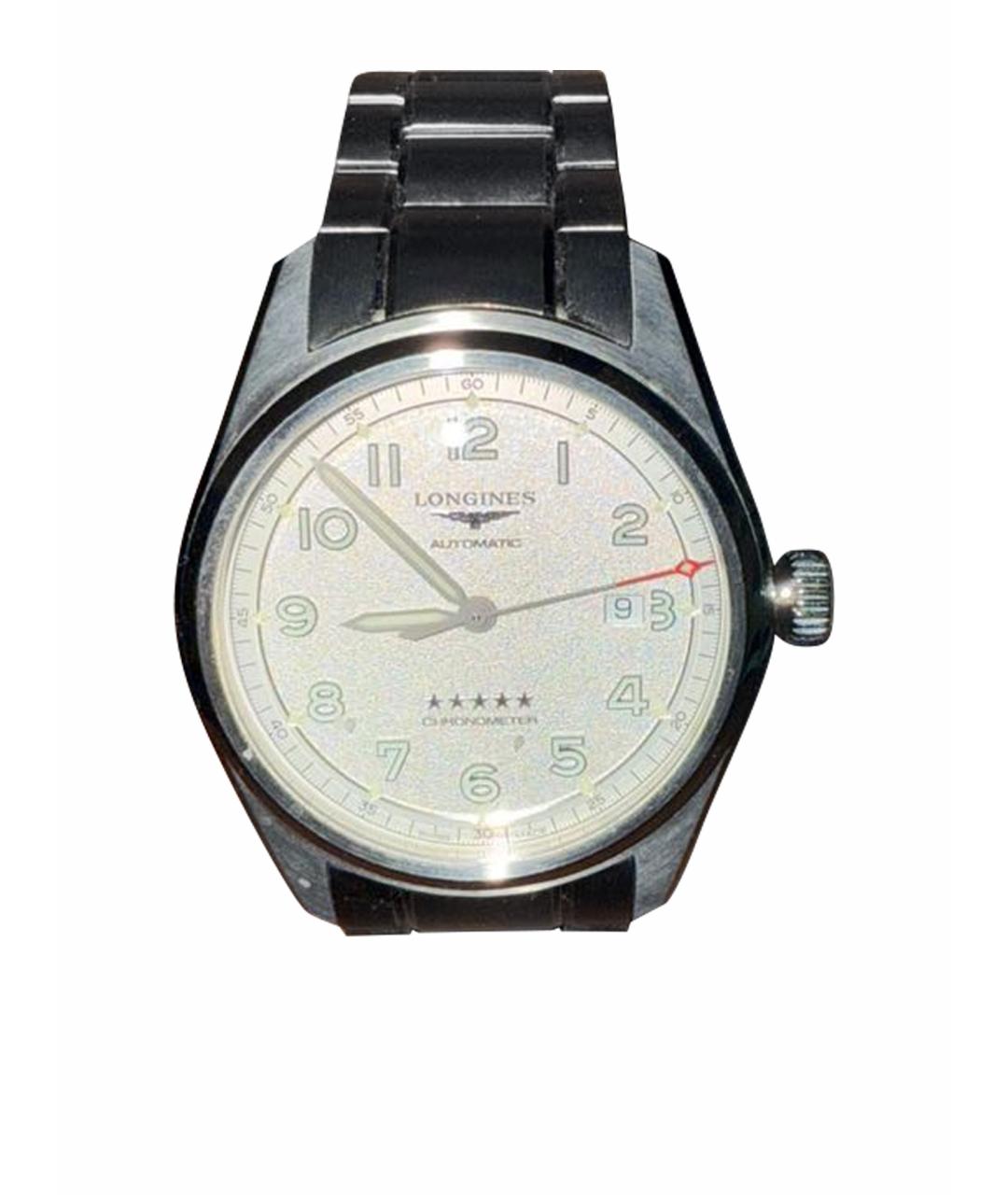 LONGINES Антрацитовые стальные часы, фото 1