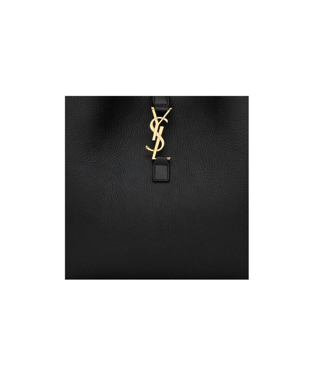 SAINT LAURENT Черная кожаная сумка тоут, фото 6