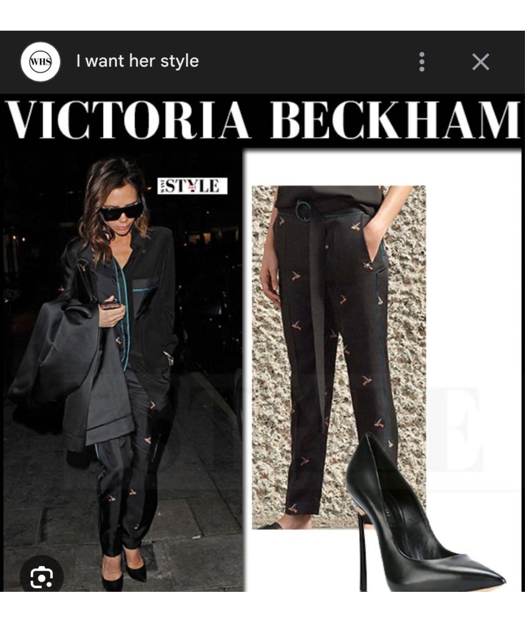 VICTORIA BECKHAM Черные шелковые прямые брюки, фото 8