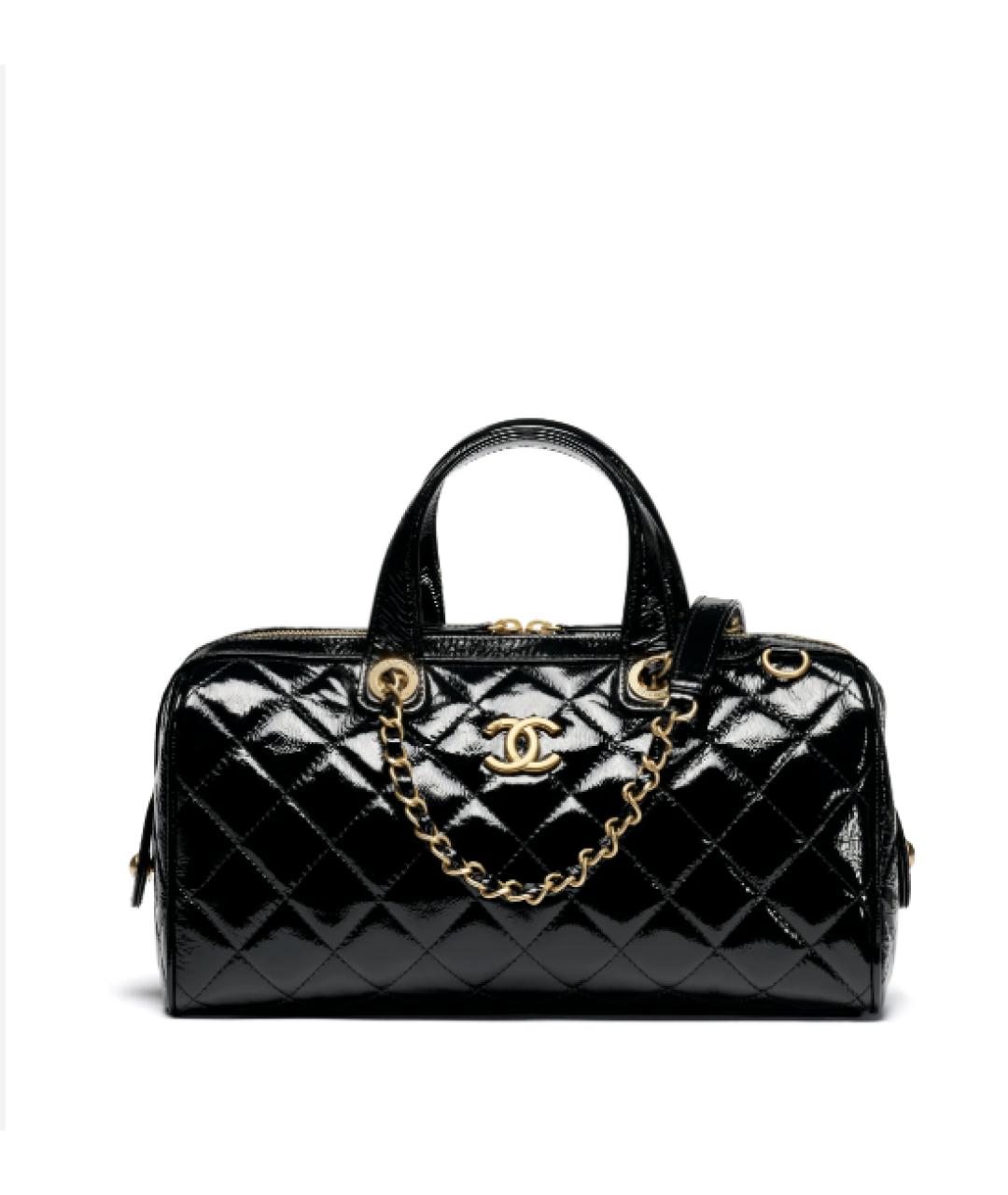 CHANEL Черная кожаная сумка с короткими ручками, фото 1