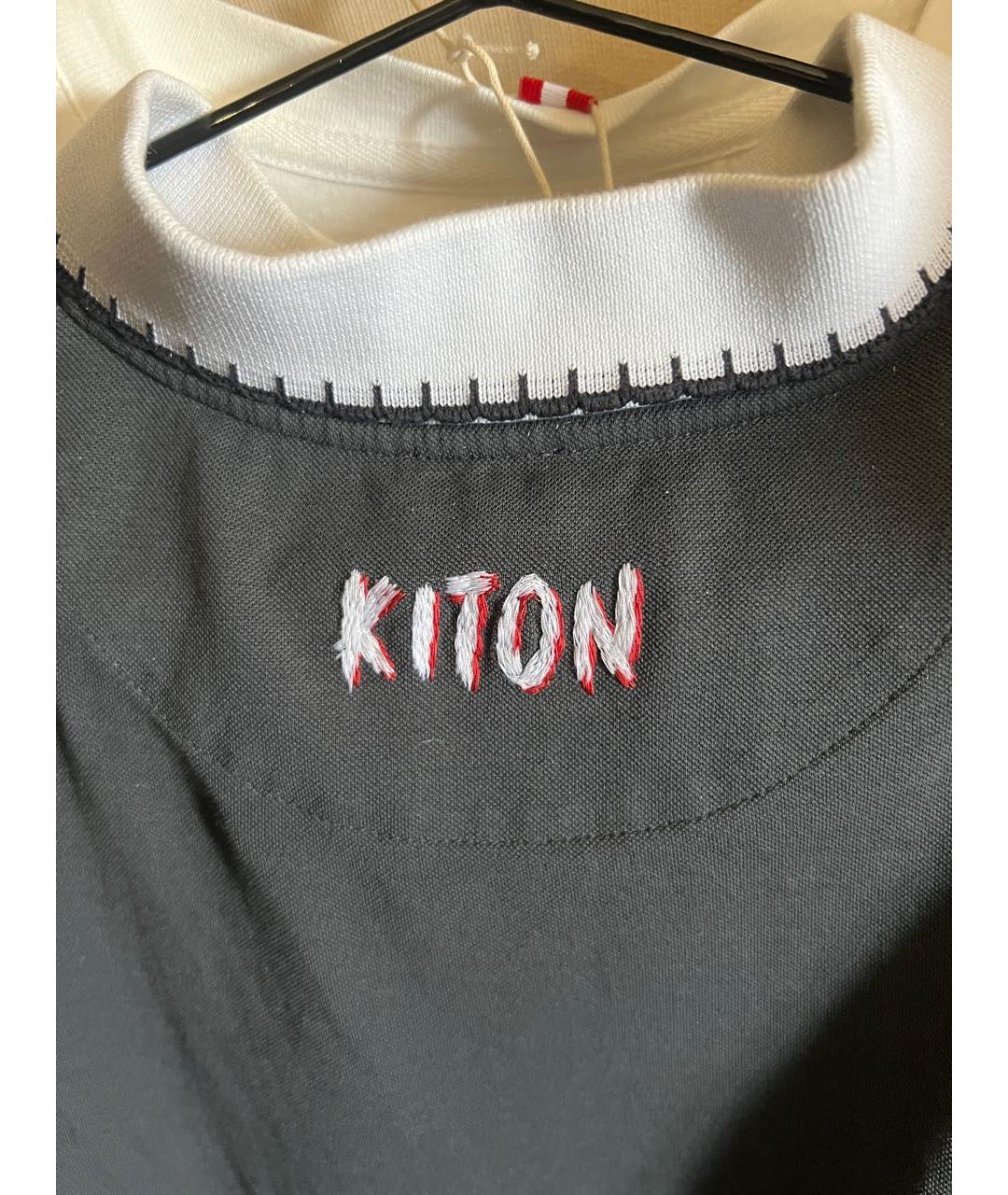 KITON Антрацитовое хлопковое поло с коротким рукавом, фото 4