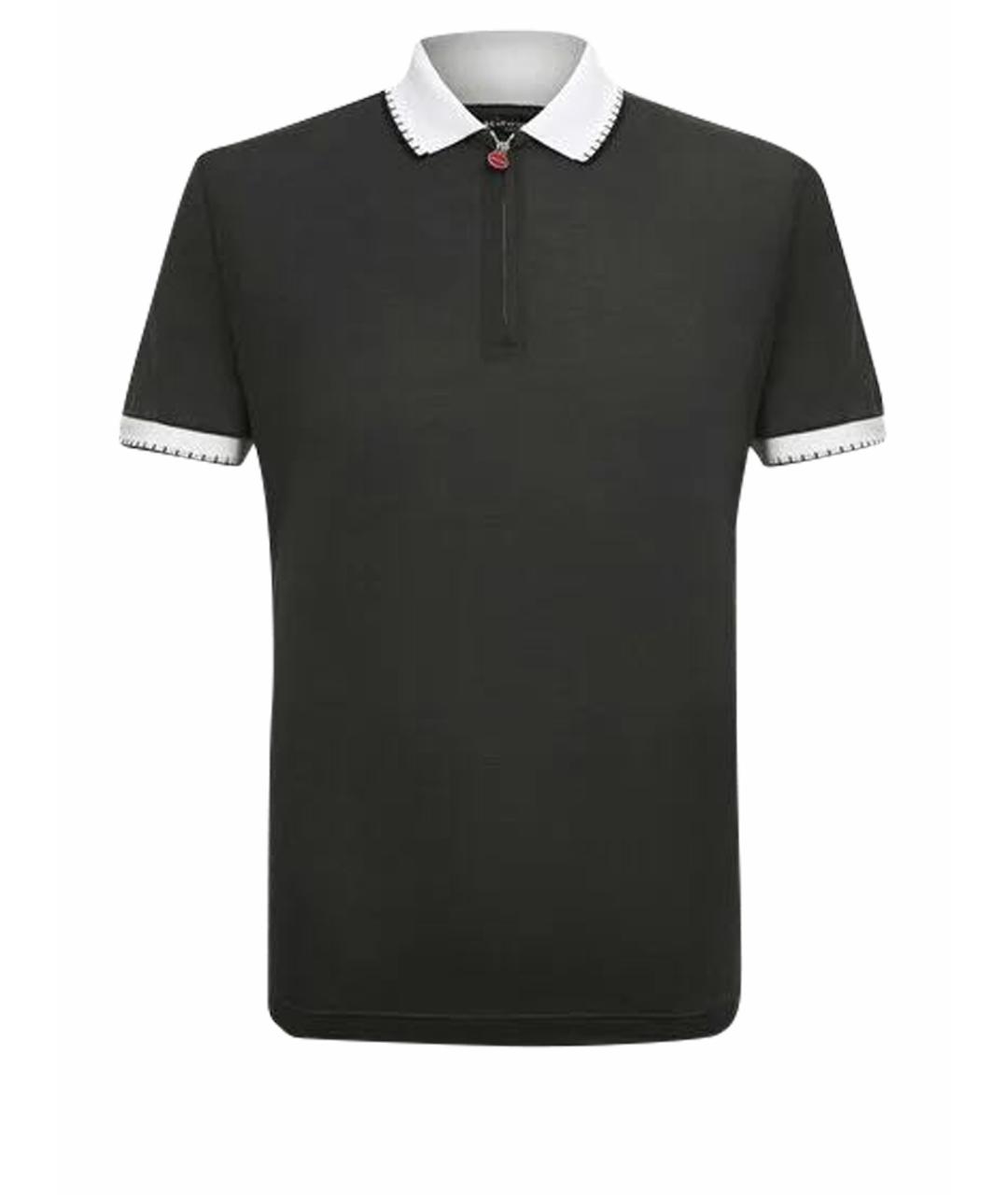 KITON Антрацитовое хлопковое поло с коротким рукавом, фото 1