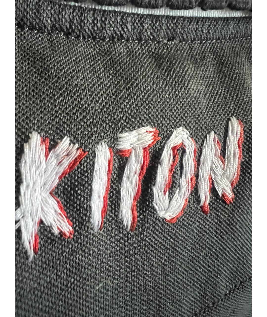 KITON Антрацитовое хлопковое поло с коротким рукавом, фото 5