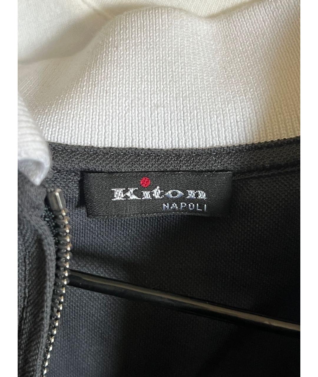 KITON Антрацитовое хлопковое поло с коротким рукавом, фото 6