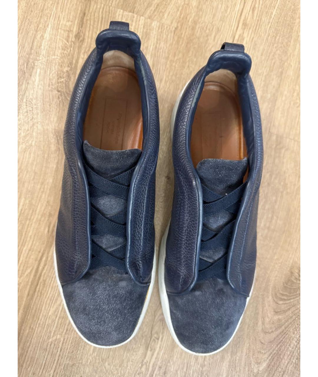 ERMENEGILDO ZEGNA XXX Темно-синие замшевые низкие кроссовки / кеды, фото 3