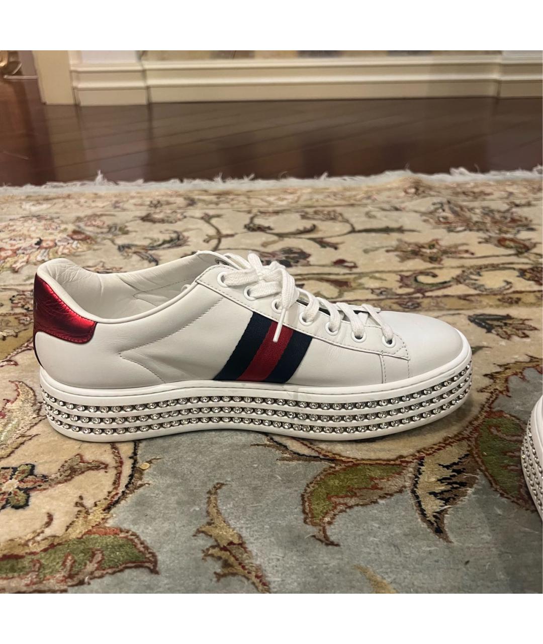 GUCCI Белые кожаные кеды, фото 2