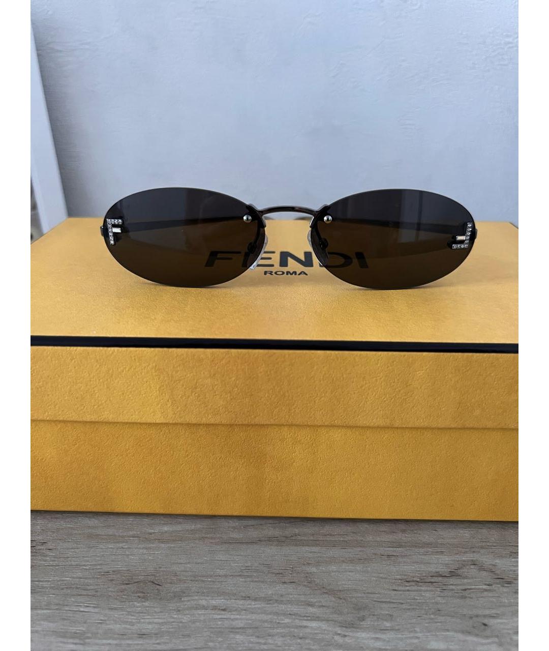 FENDI Черные металлические солнцезащитные очки, фото 9