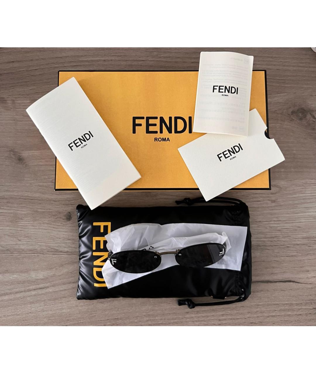 FENDI Черные металлические солнцезащитные очки, фото 5