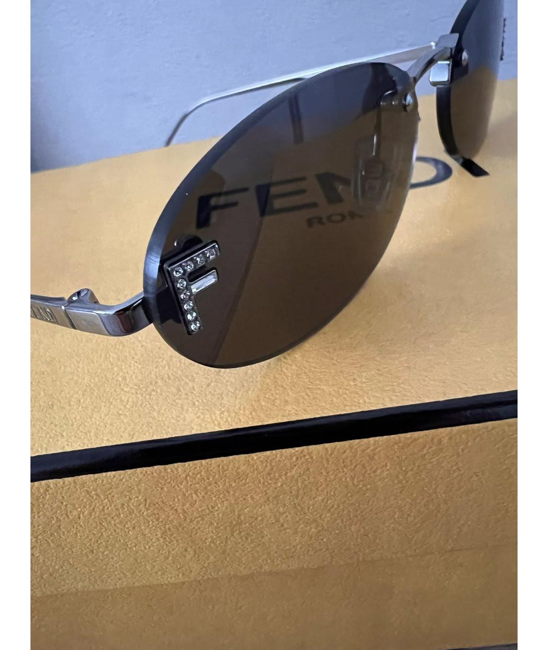 FENDI Черные металлические солнцезащитные очки, фото 2