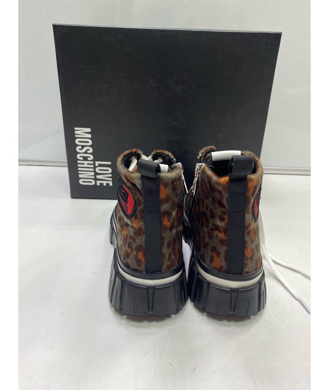 LOVE MOSCHINO Коричневые кожаные кеды, фото 4