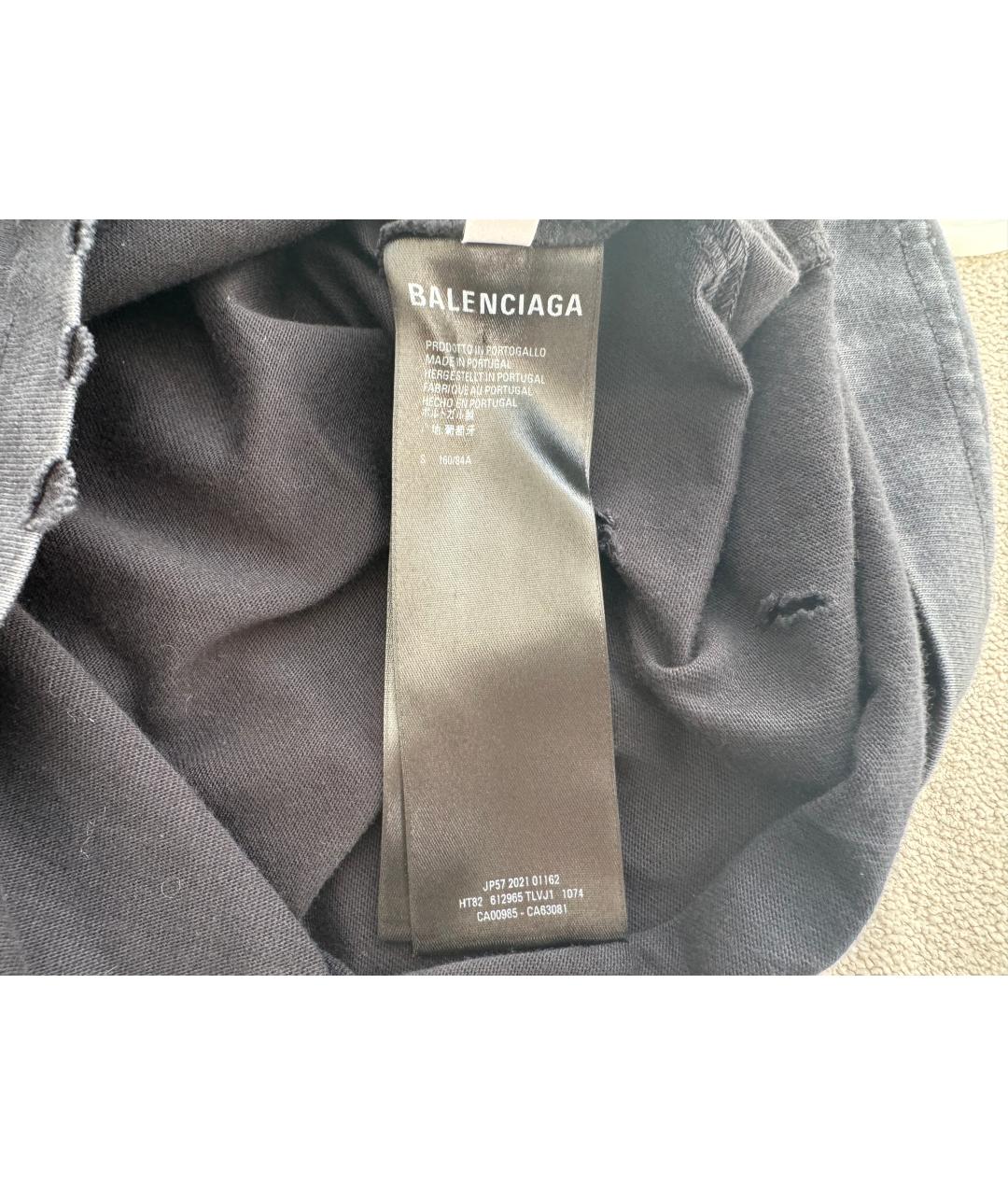 BALENCIAGA Черная хлопковая футболка, фото 9