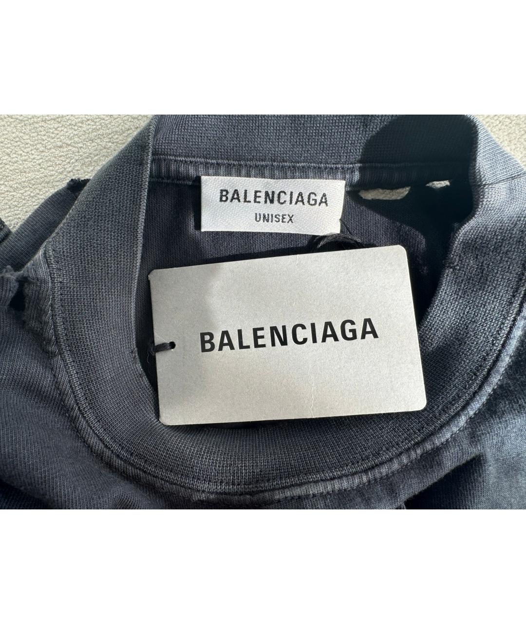 BALENCIAGA Черная хлопковая футболка, фото 7