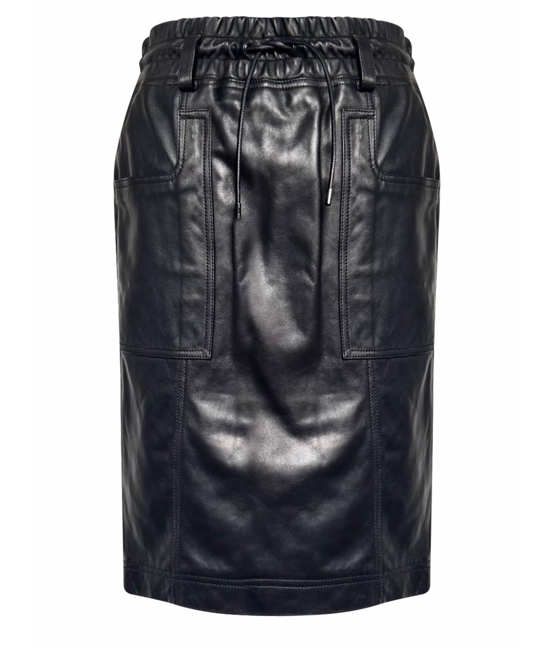 TOM FORD Черная кожаная юбка миди, фото 1
