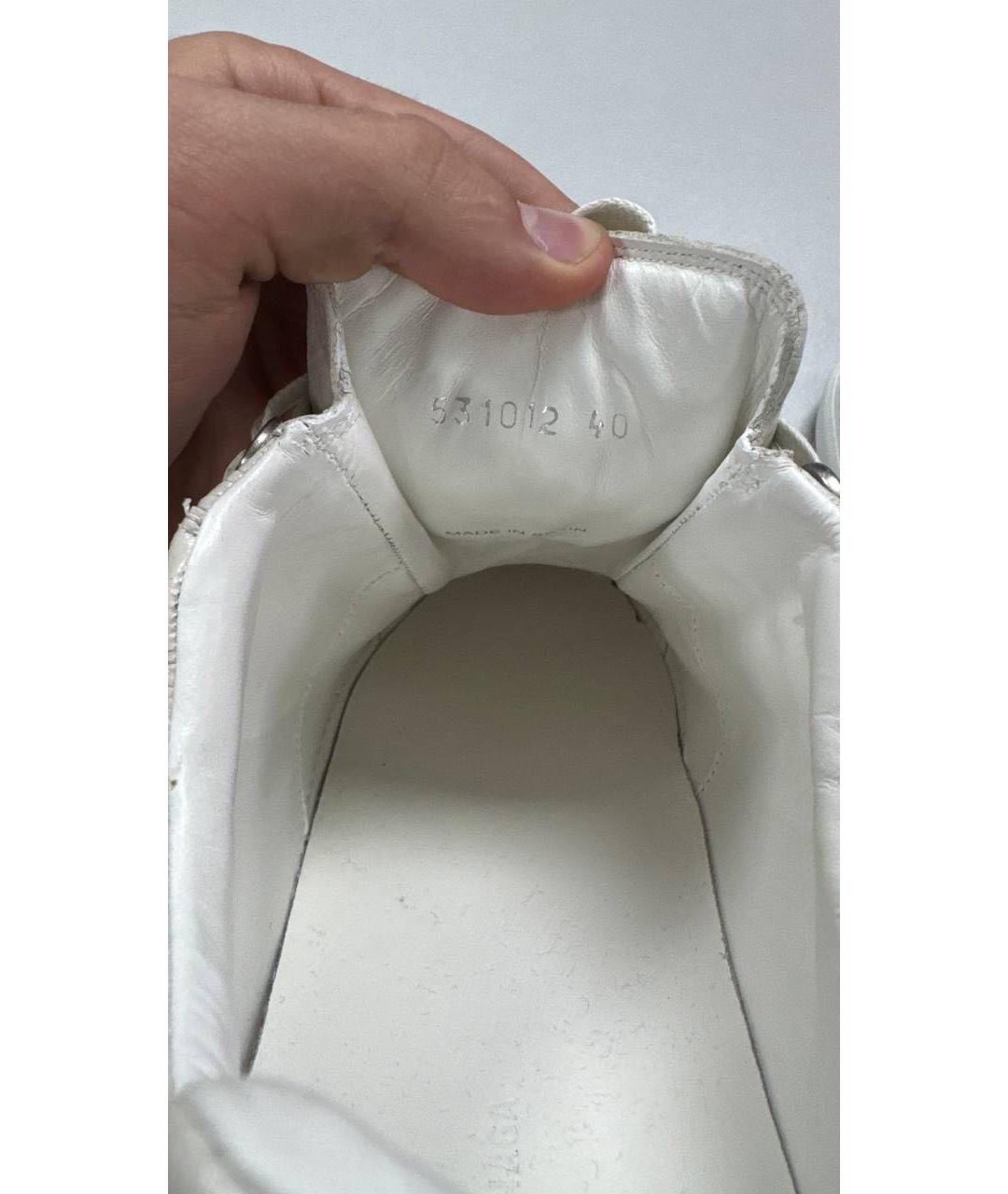 BALENCIAGA Белые кожаные высокие кроссовки / кеды, фото 4