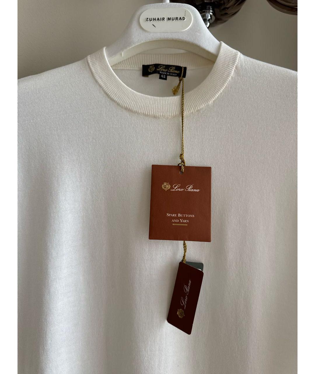 LORO PIANA Белая шелковая футболка, фото 3